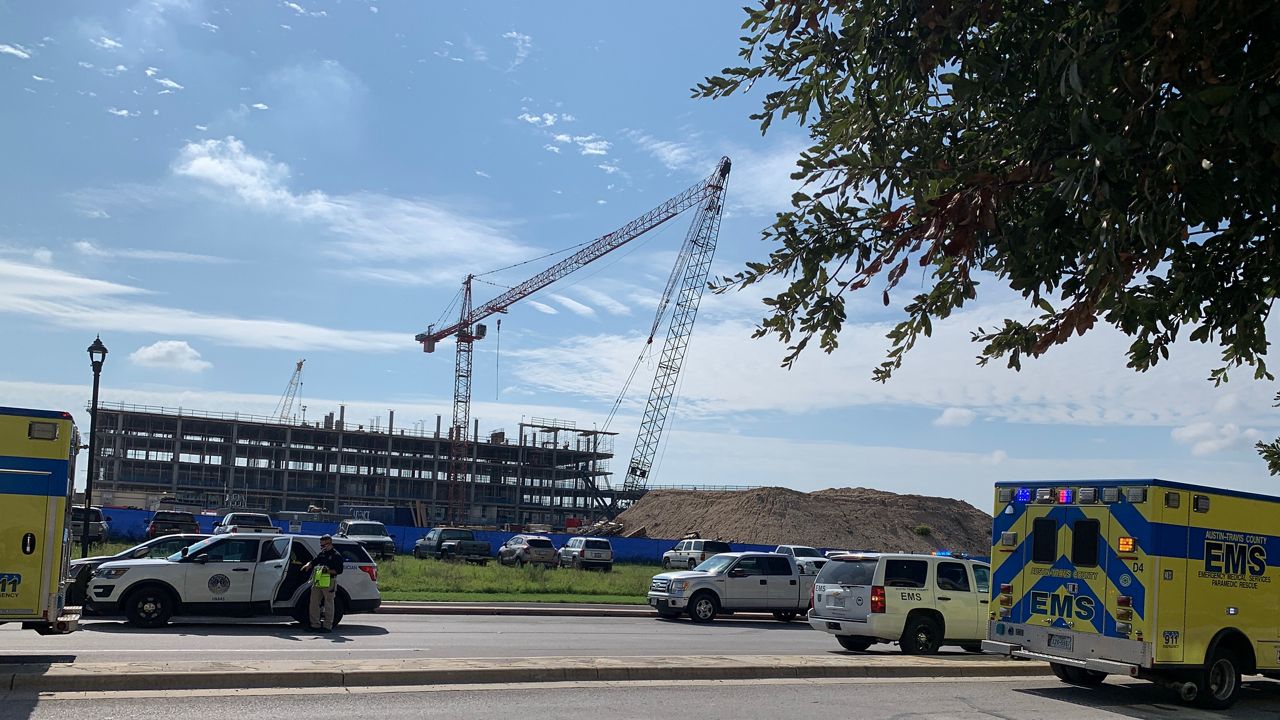 The scene where two cranes collided in Austin, Texas (John Pope/Spectrum News)
