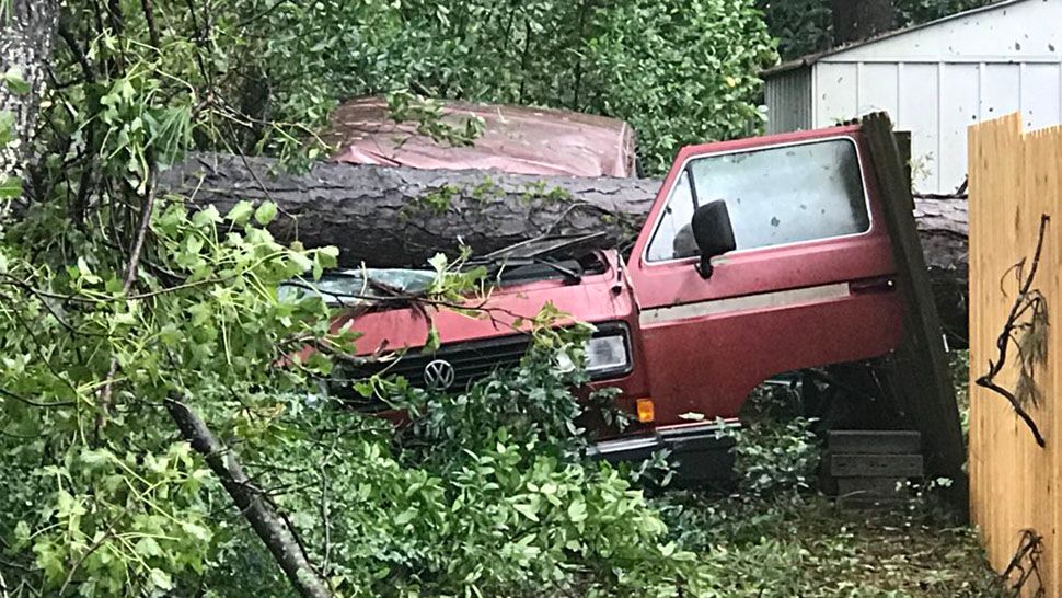 Florence left behind damaged building and downed trees in Wilmington, North Carolina. (Greg Pallone, staff)