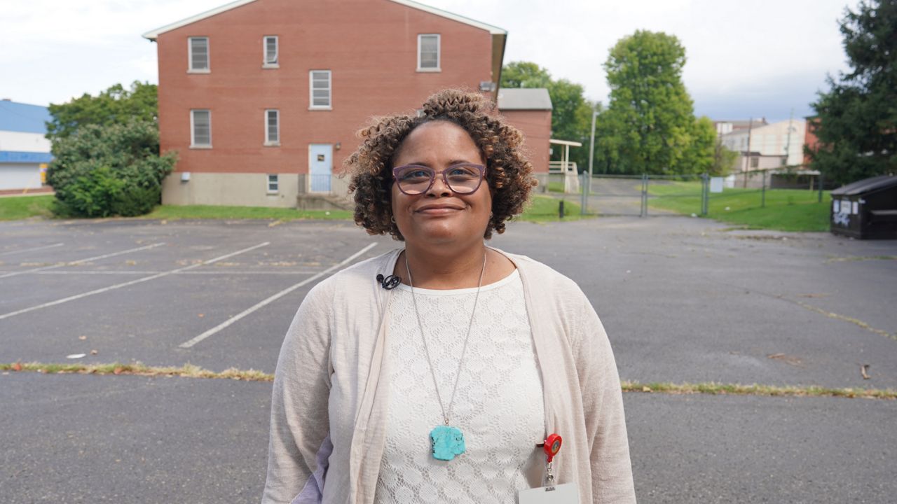 Office of Resilience and Community Resources Executive Director Tameka Laird at proposed site of a city-run homeless camp in September, 2021. (Spectrum News 1/Jonathon Gregg)