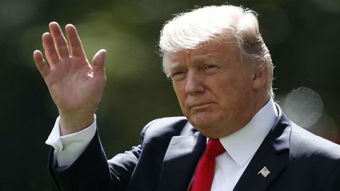 Associated Press photo of President Donald Trump waving. 