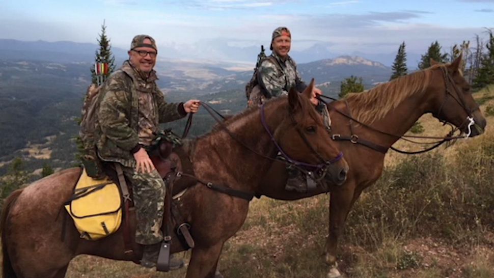 Corey Chubon (right) was on an elk-hunting trip in Wyoming with his father and a guide when he says he and the guide, Mark Uptain, were attacked by a couple of grizzly bears.