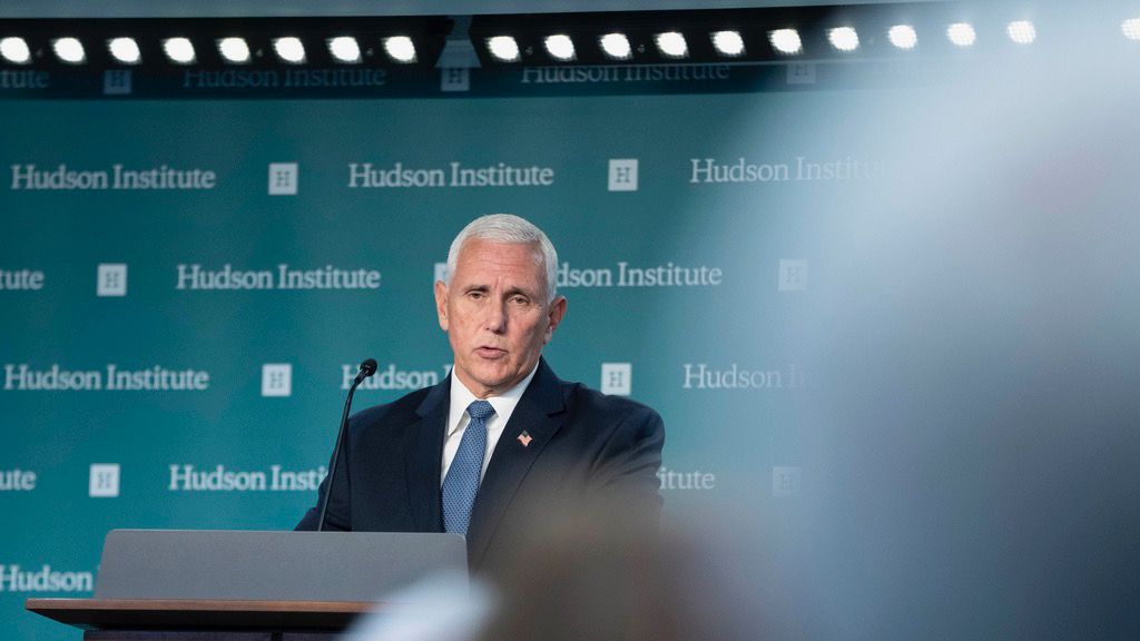 Republican presidential candidate and former Vice President Mike Pence speaks about foreign policy at the Hudson Institute, Monday, Sept. 18, 2023, in Washington. (AP Photo/Jacquelyn Martin)