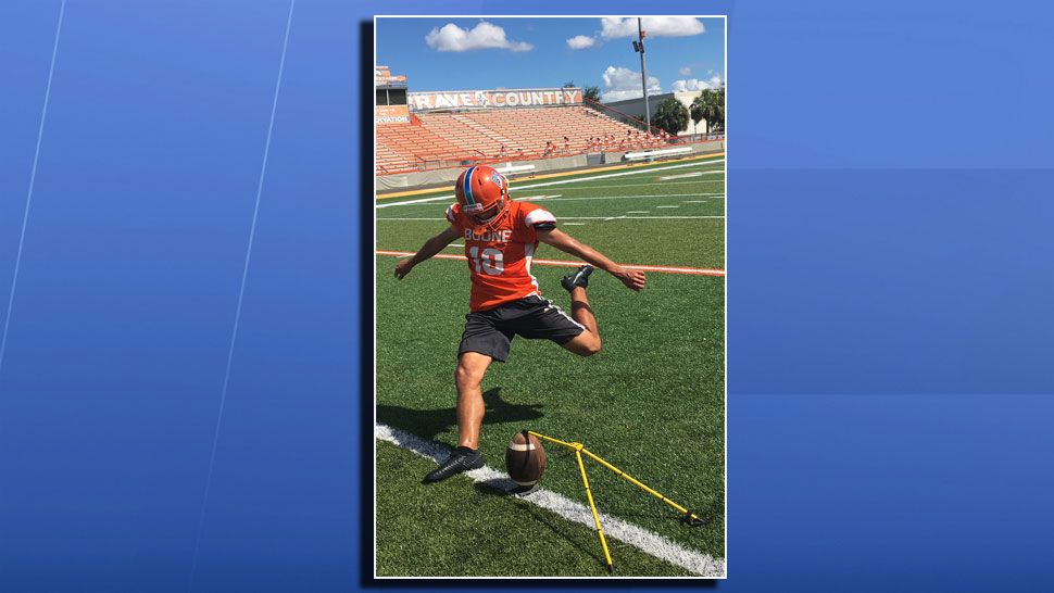 Boone kicker Michael Ray practices during the week. 