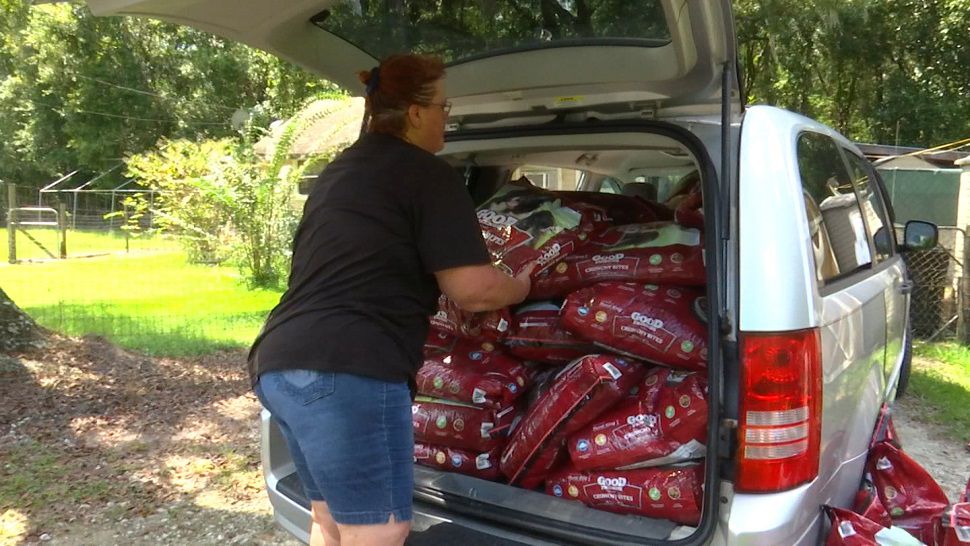 R.U.F.F. Rescue, an animal rescue in Hernando County, will be heading up to the Carolinas Wednesday to bring pet supplies for rescued pets after Hurricane Florence. (Kim Leoffler, staff)
