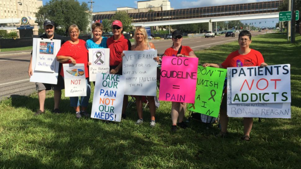 The group, called "Don't Punish Pain," gathered for a rally on Tuesday, then got together again Saturday to continue sharing their stories. (Jorja Roman, Spectrum Bay News 9)