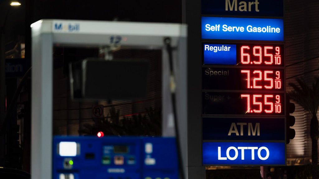 Prices are displayed at a Mobil gas station in West Hollywood, Calif., on March 8, 2022. (AP Photo/Jae C. Hong, File)