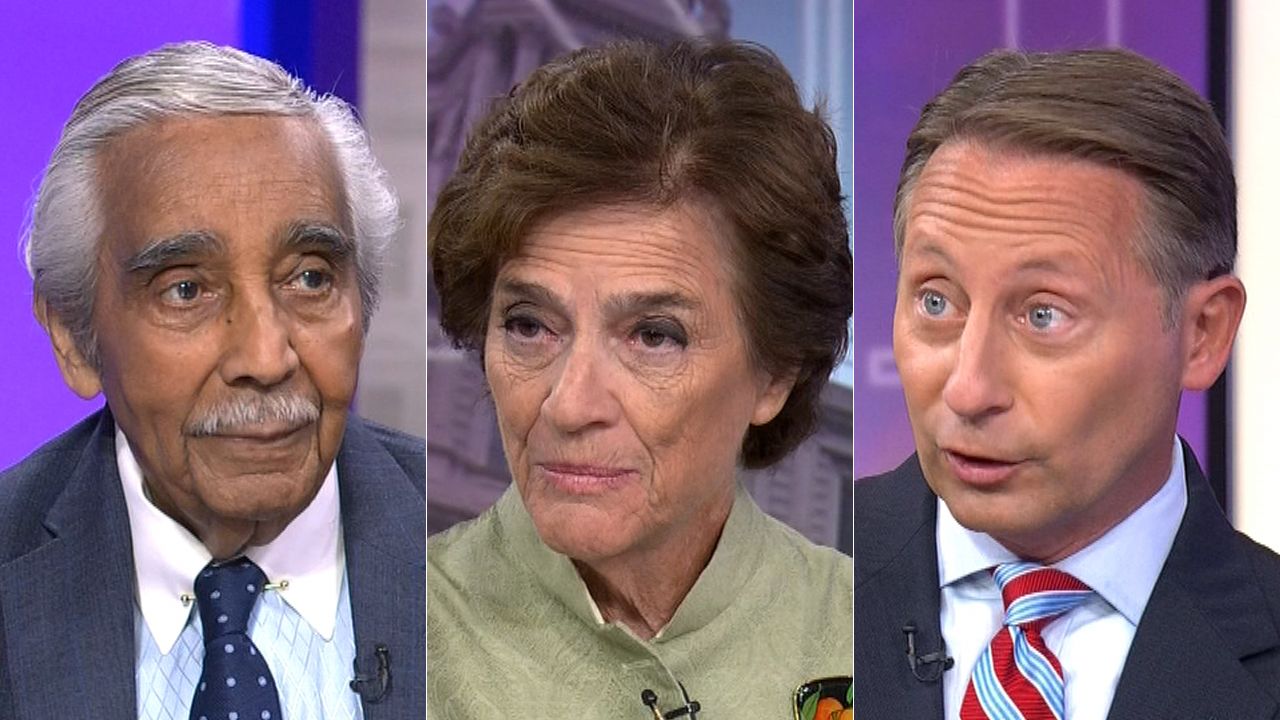From left to right on the set of NY1 political show 