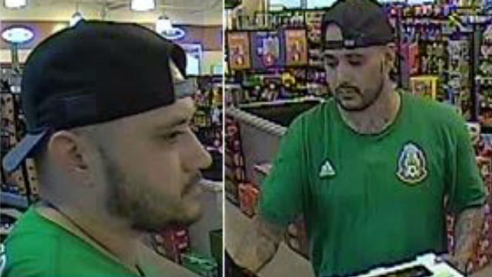 Man accused of breaking into truck and stealing credit cards, which he used less than 30 minutes later. (Courtesy: Crime Stoppers)