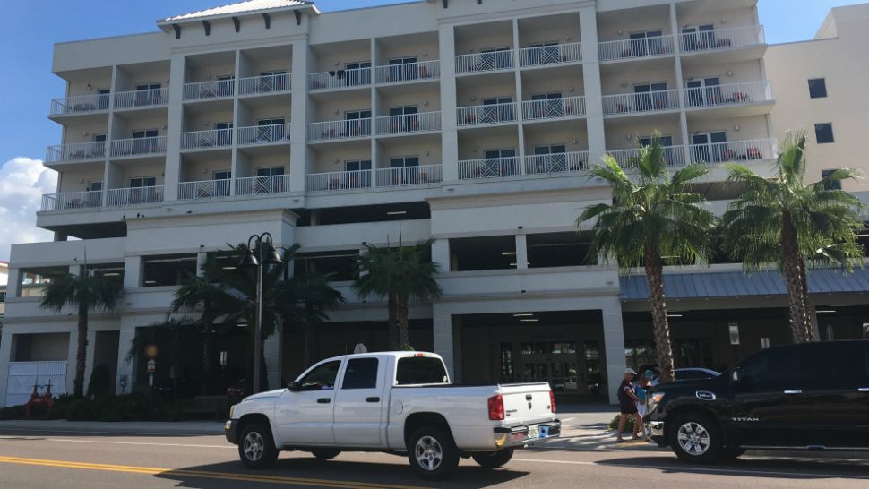 Officers responded to Shephard's Beach Resort on S. Gulfview Boulevard at about 1:30 p.m. Tuesday. (Saundra Weathers, Spectrum Bay News 9)