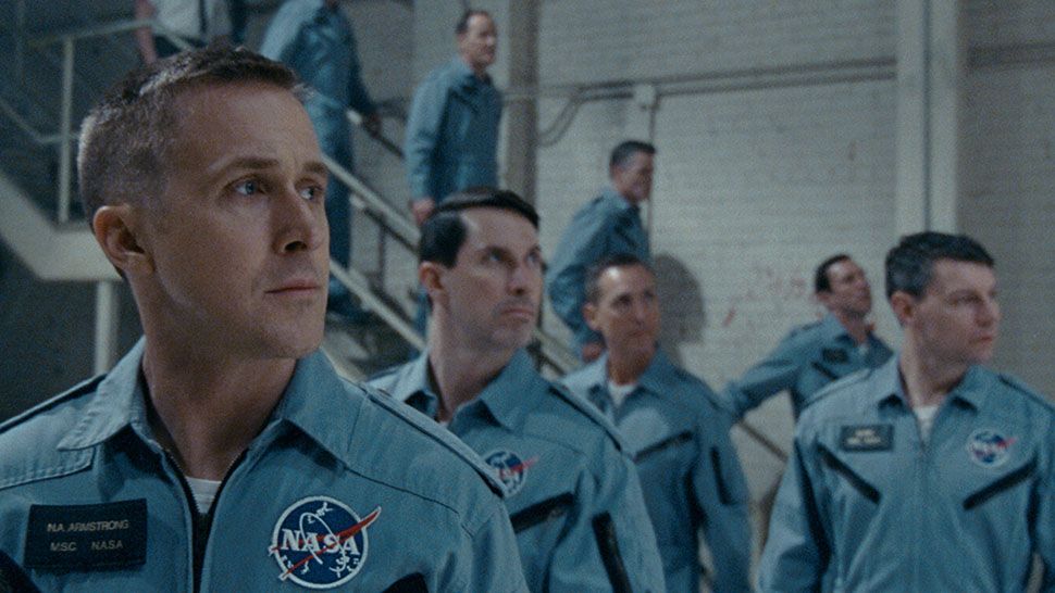 Ryan Gosling as Neil Armstrong in a scene from "First Man." (Universal Pictures)