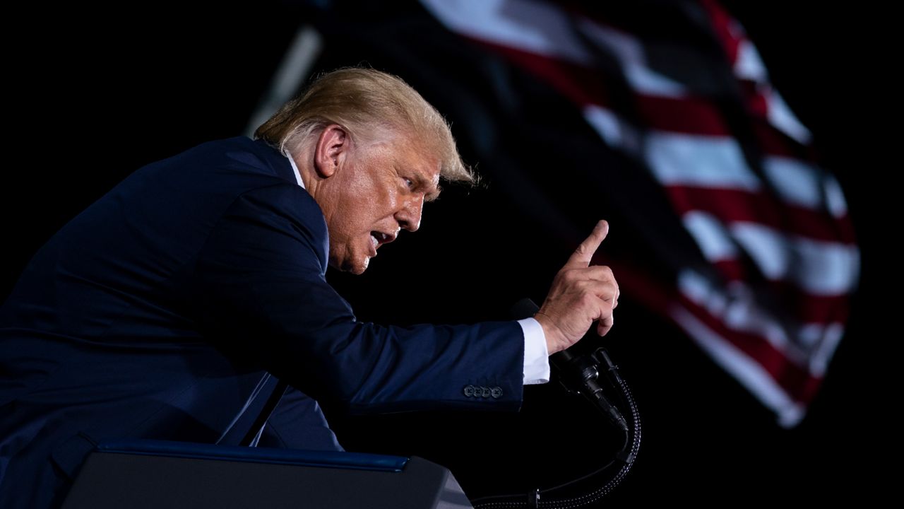 President Donald Trump speaks during a campaign rally at Cecil Airport in Jacksonville, Florida, on Thursday, September 24, 2020. (Evan Vucci/AP)