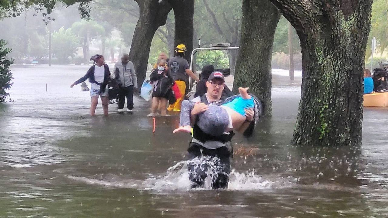 Central Florida is seeing historic flooding after Ian dumped rain for hours across the state. Orange County Fire Rescue is already working to rescue people trapped by the flood waters. (OCFR)