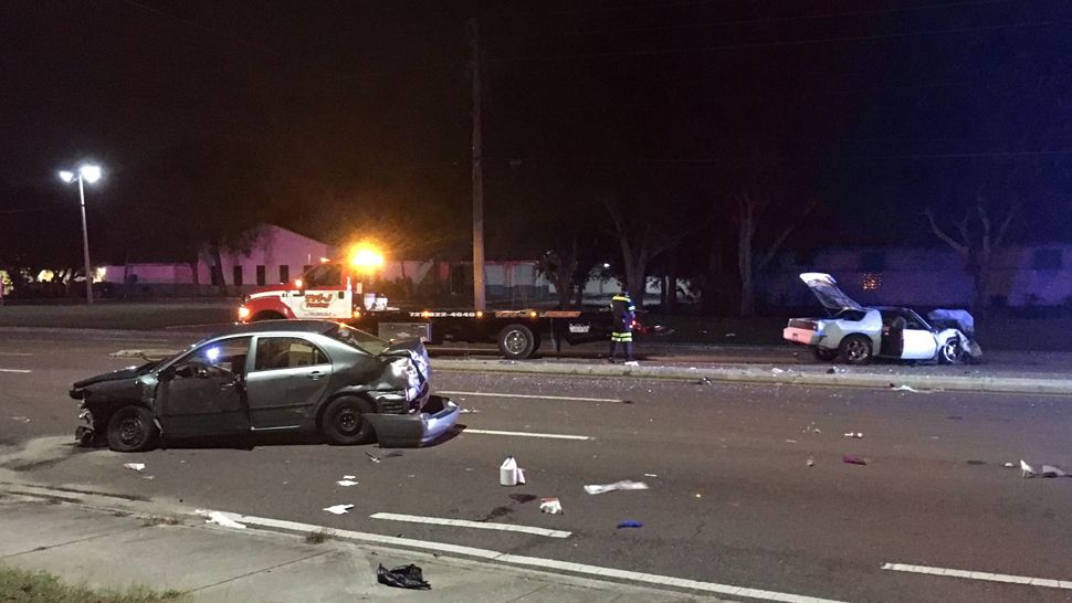 Vehicles involved in a crash in St. Petersburg Tuesday evening. (Tim Wronka, staff)