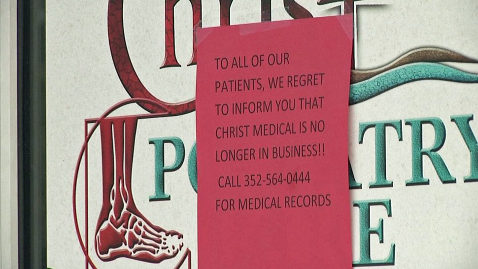 Sign posted on the door of Christ Medical Center's main location in Crystal River, Wednesday, September 26, 2018. (Tim Wronka, staff)