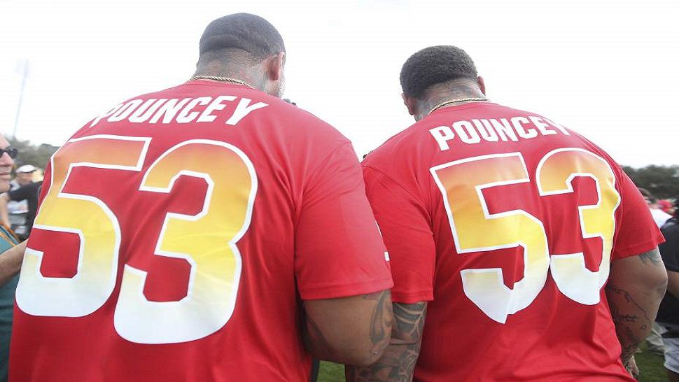 Maurkice and Mike Pouncey, twins who were standouts at Lakeland High School and the University of Florida, will suit up at center for the AFC squad in Sunday's Pro Bowl.  (AP Photo/Doug Benc)