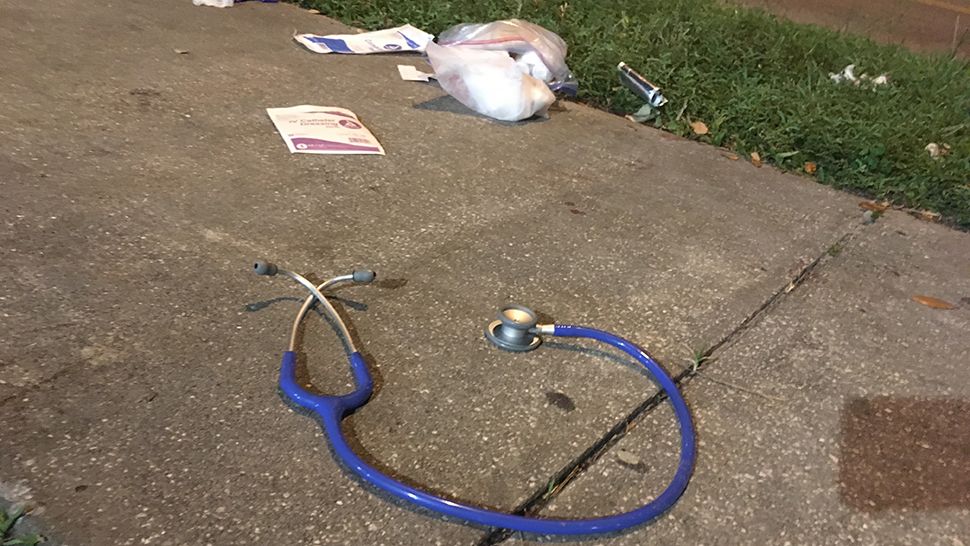 While the crime scene tape is down, a stethoscope was seen on the ground from first responders who tried to help the man. (Spectrum News 13)