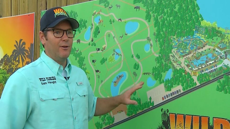 Sam Haught, the co-owner and founder of Wild Florida, shows where the new safari park will be. (Stephanie Bechara/Spectrum News 13) 