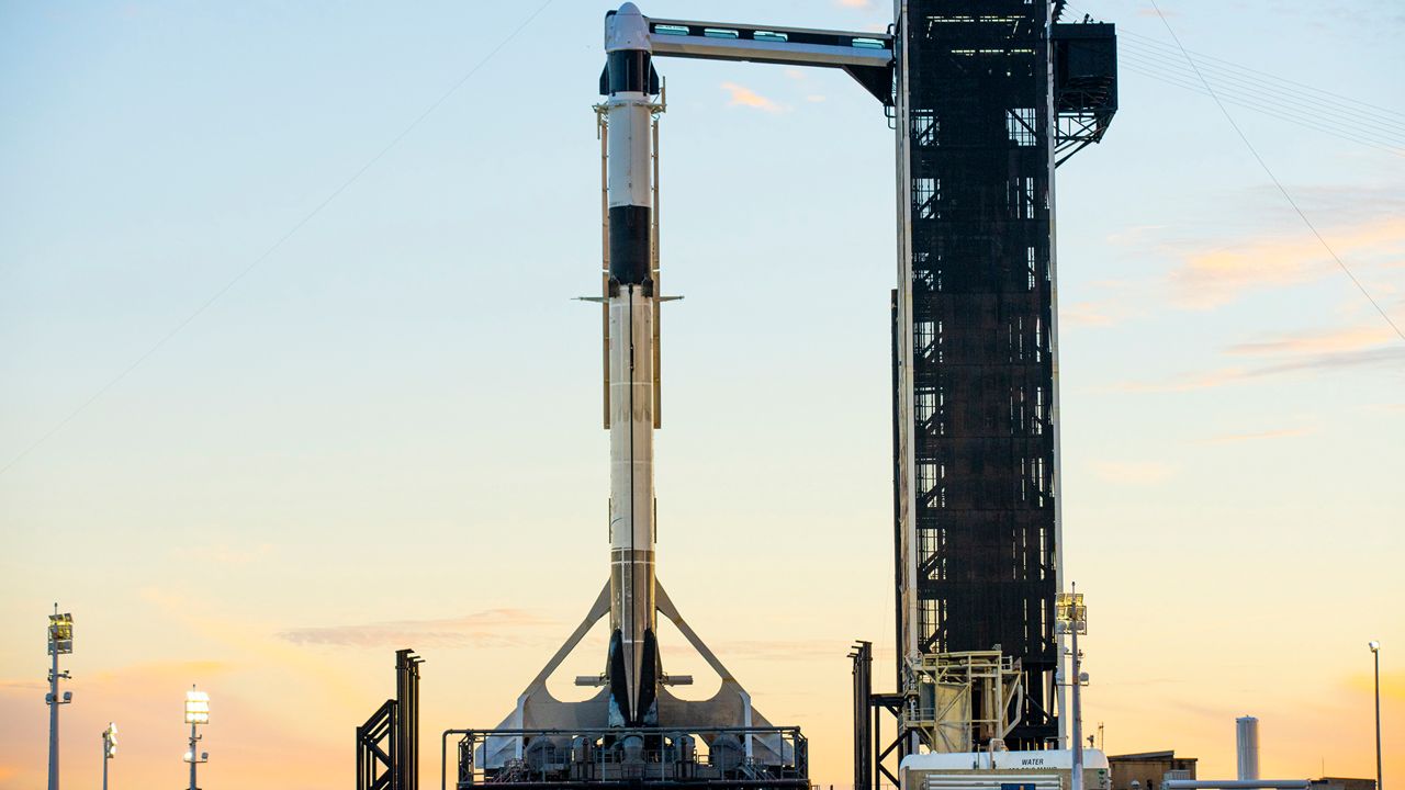 (File photo of the Falcon 9 rocket on Launch Complex 39A at the Kennedy Space Center.)