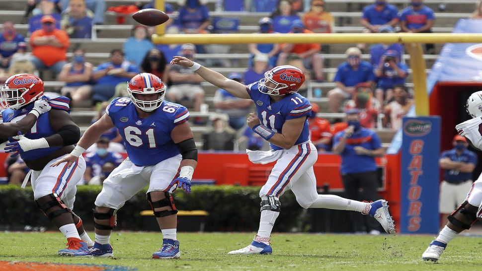 Kyle Trask of the Florida Gators passes during a game against the