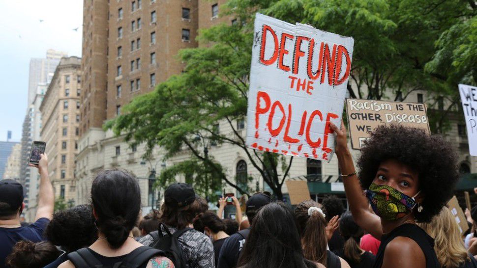 Protesters march Saturday, June 6, 2020, in New York. Demonstrations continue across the United States in protest of racism and police brutality, sparked by the May 25 death of George Floyd in police custody in Minneapolis. (AP Photo/Ragan Clark)