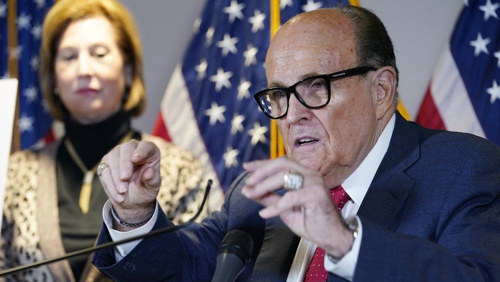 Former Mayor of New York Rudy Giuliani, a lawyer for President Donald Trump, speaks during a news conference at the Republican National Committee headquarters, Thursday Nov. 19, 2020, in Washington. (AP Photo/Jacquelyn Martin)