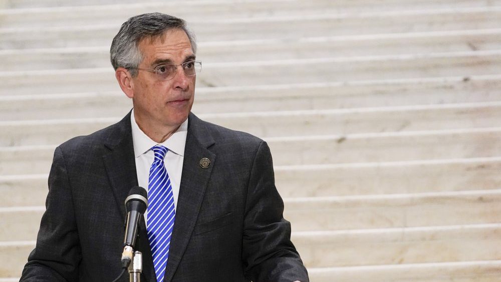 Georgia Secretary of State Brad Raffensperger speaks during a news conference on Friday, Nov. 20, 2020, in Atlanta. (AP Photo/Brynn Anderson)