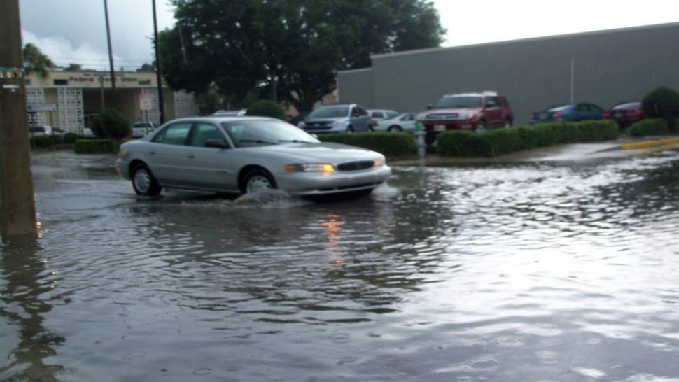 Flooding at Sixth St. and Pasco Ave. following heavy rain in Dade City. (Photo courtesy of Dade City)