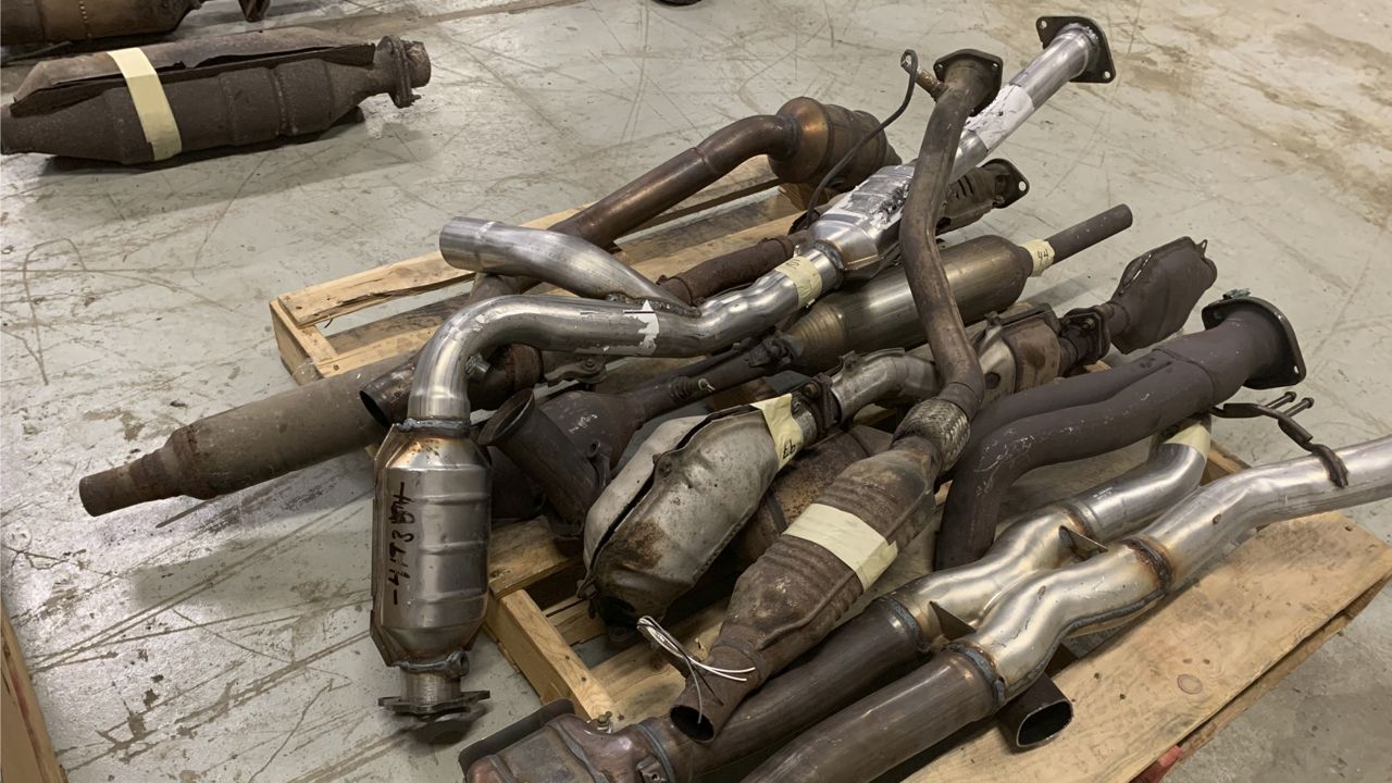 In this undated photo provided by the Utah Attorney General's Office, catalytic converters are shown after being seized in a recent investigation. (Utah Attorney General's Office via AP)