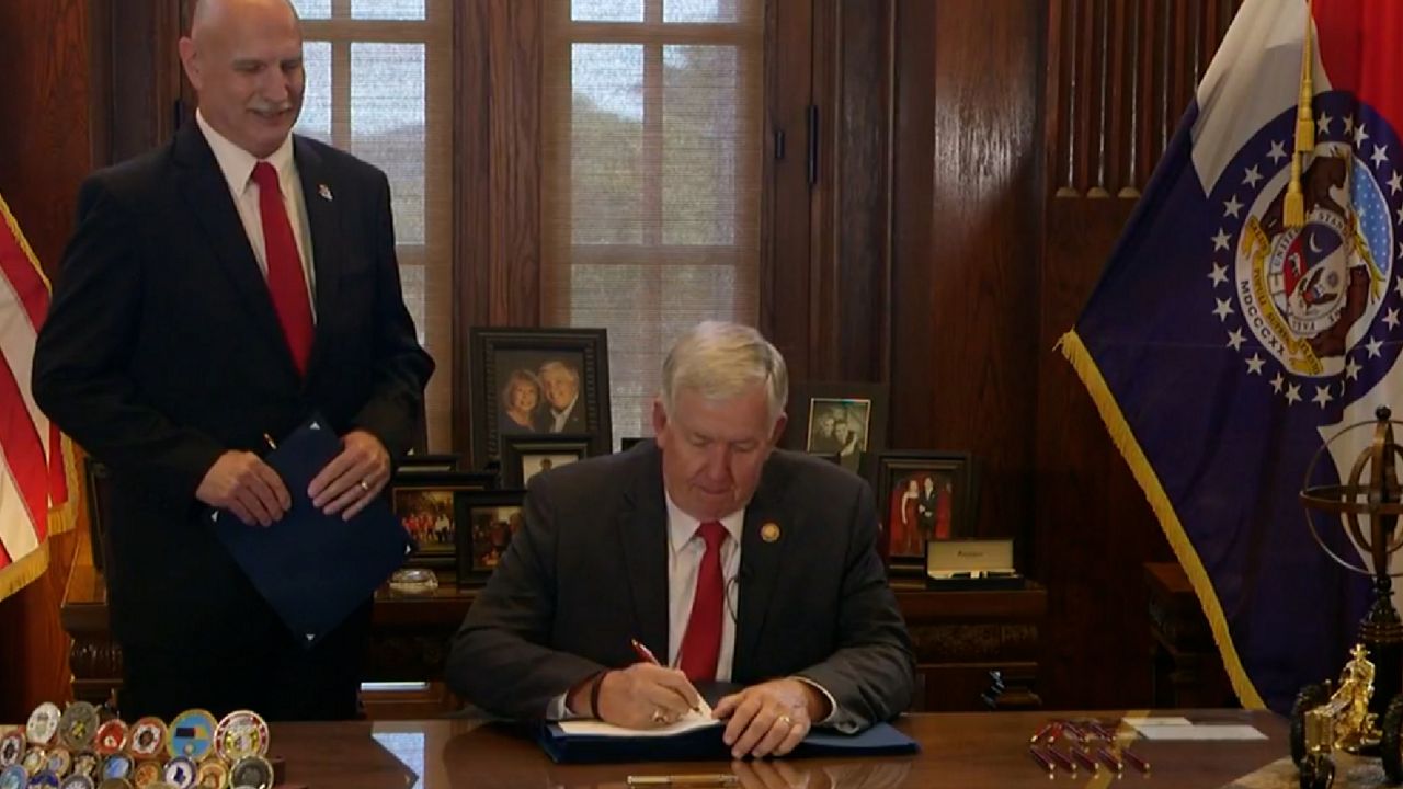 Missouri Gov. Mike Parson held a bill signing ceremony Wednesday in Jefferson City, putting into law legislation that cuts state income taxes and another bill with agriculture tax incentives. (Facebook/Missouri Gov. Mike Parson) 