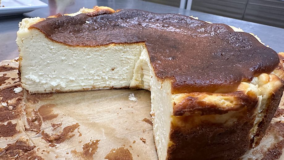 Carmelized crust adds texture to Basque Cheesecake