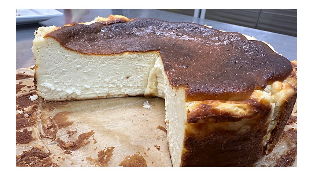 Carmelized crust adds texture to smooth, creamy Basque Cheesecake