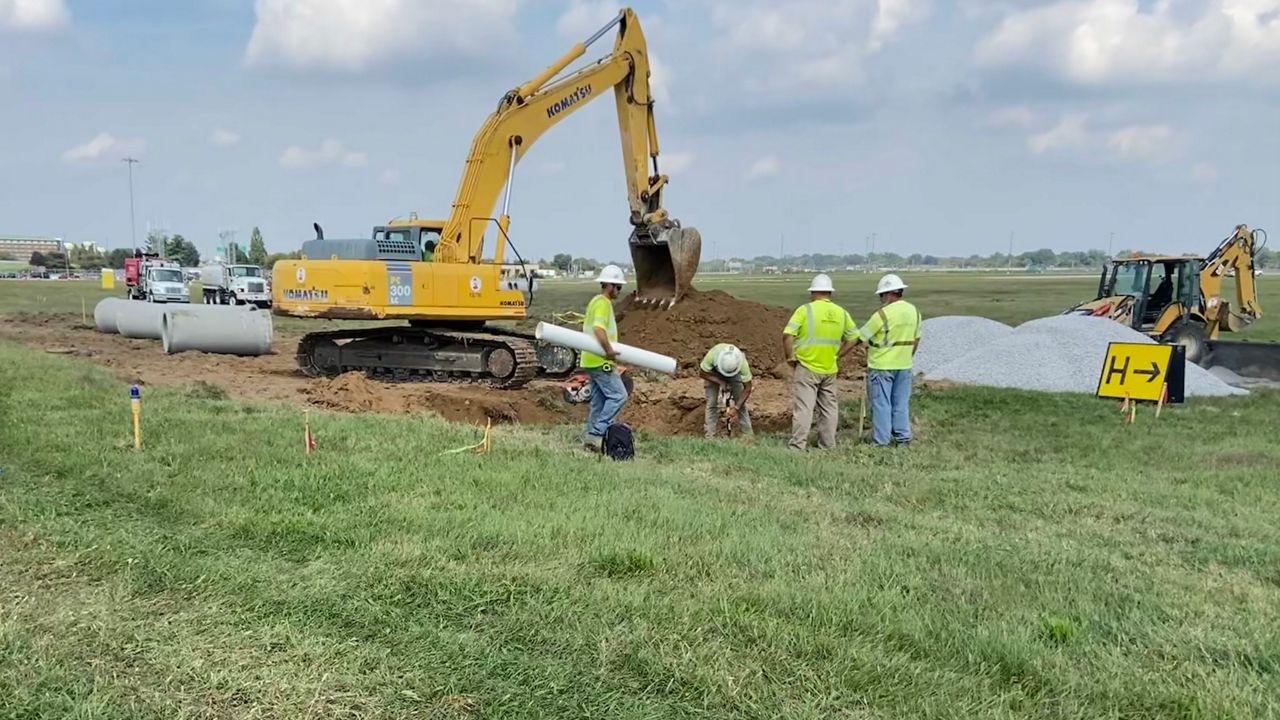 Construction begins on a geothermal project at Louisville Muhammad Ali International Airport. (Spectrum News 1/Adam K. Raymond)