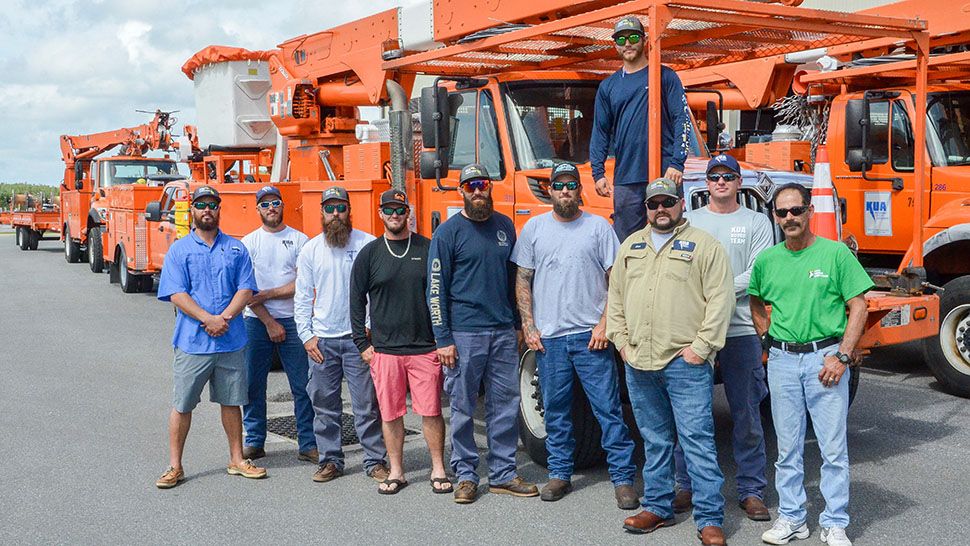 Ten linemen with Kissimmee Utility Authority are heading to Tallahassee to help with storm restoration efforts. (Courtesy of KUA)