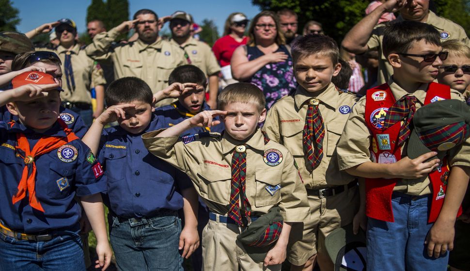 Boy Scouts saluting