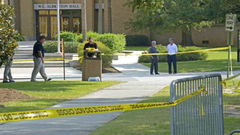 The LSU campus near the frat house where Maxwell Gruver was found. (Credit: AP)