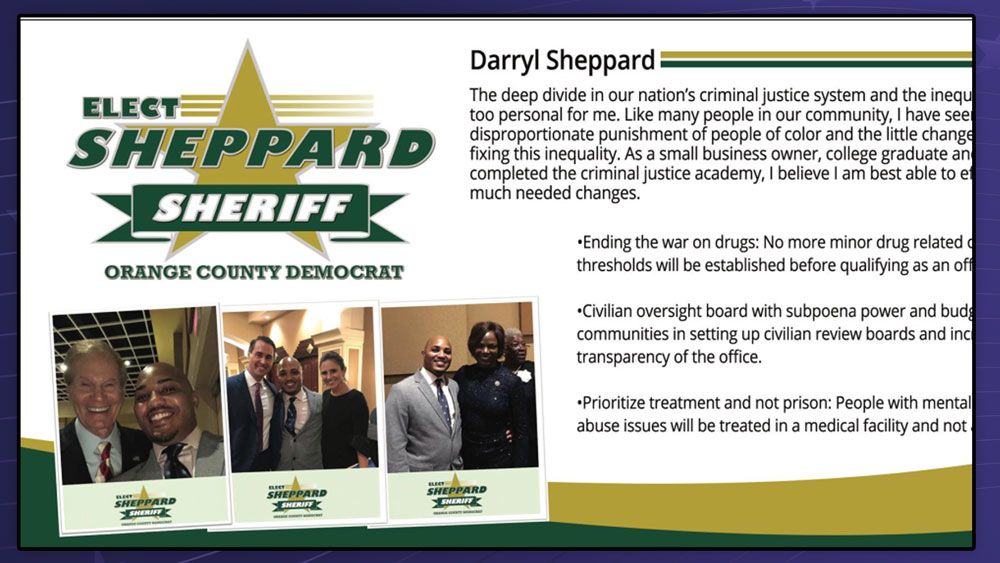 Darryl Sheppard has a campaign promo on his Facebook page for Orange County sheriff that includes images of Florida Democrats, including Rep. Val Demings. But Demings says he doesn't have permission to use her picture.