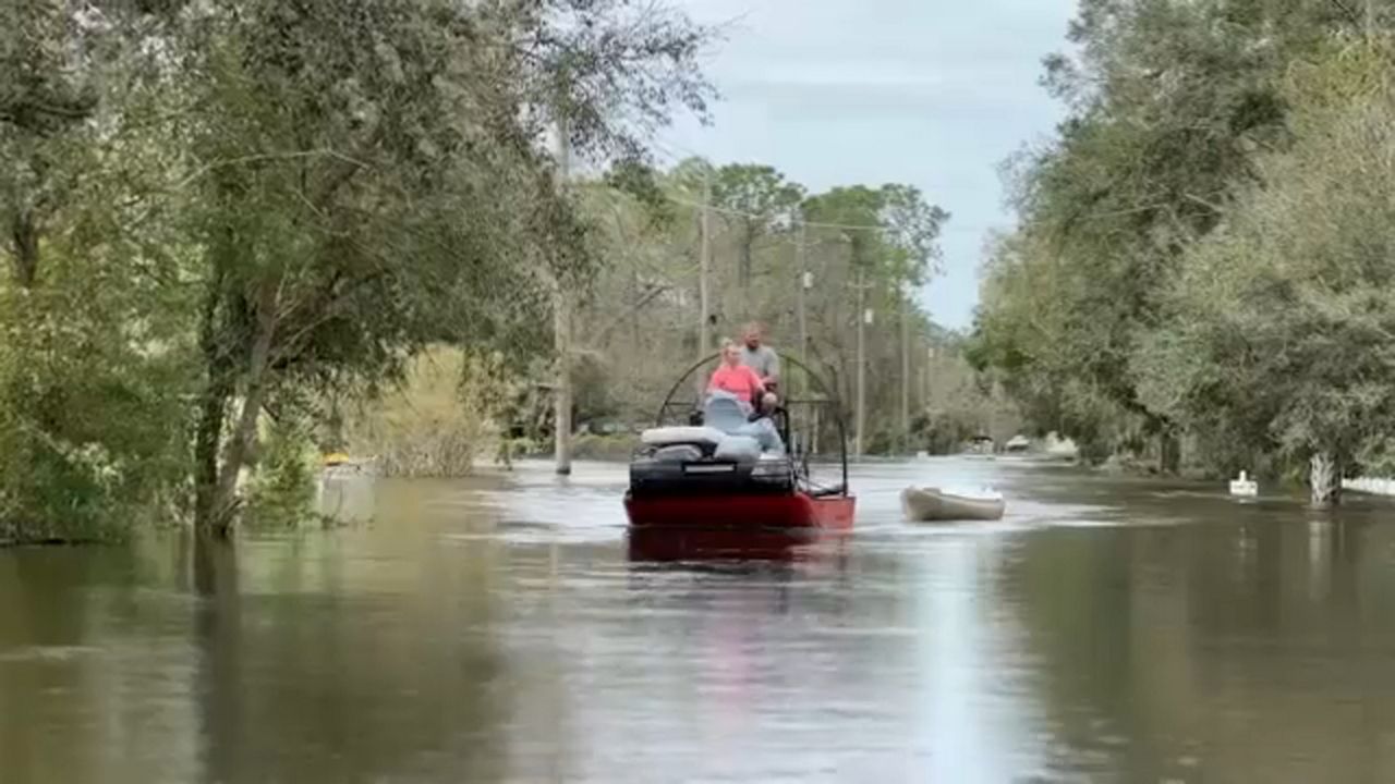 The Hillsborough County Sheriff's Office Water Rescue Team evacuated more than 200 people from flooded homes along the Alafia River. (Spectrum News)