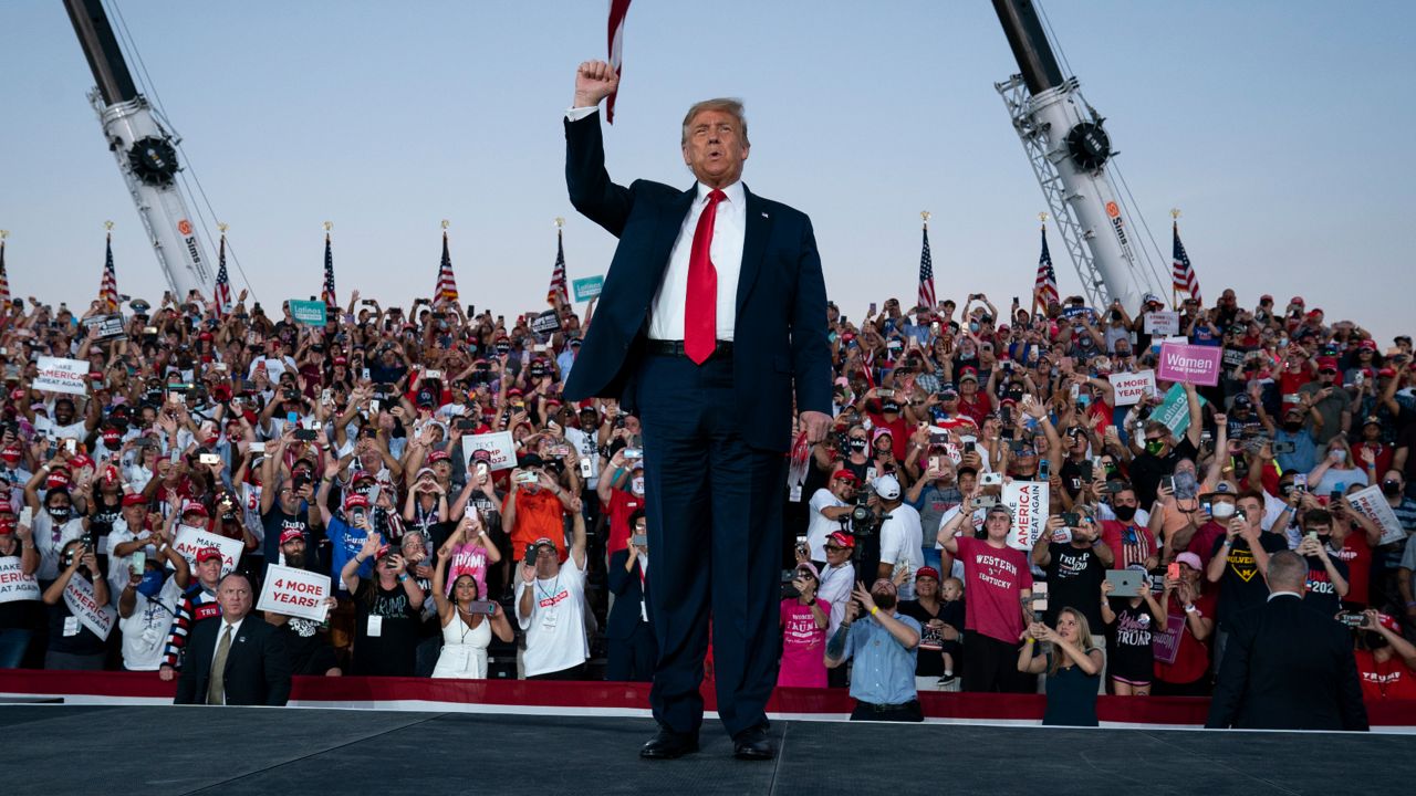 Former President Donald Trump at a 2020 campaign rally in Florida. Trump will be in Dallas for two events Dec. 19. (AP Photo/File)