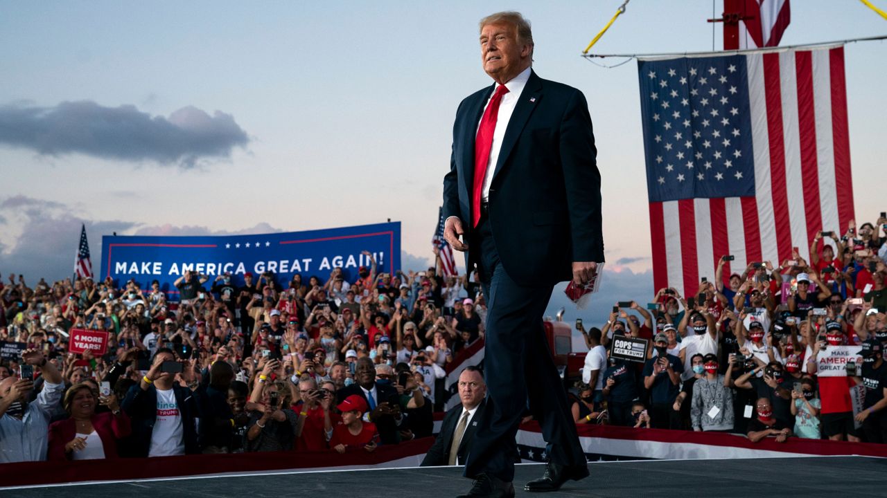 President Trump arrives in Sanford for his campaign rally, Monday, October 12. (AP)