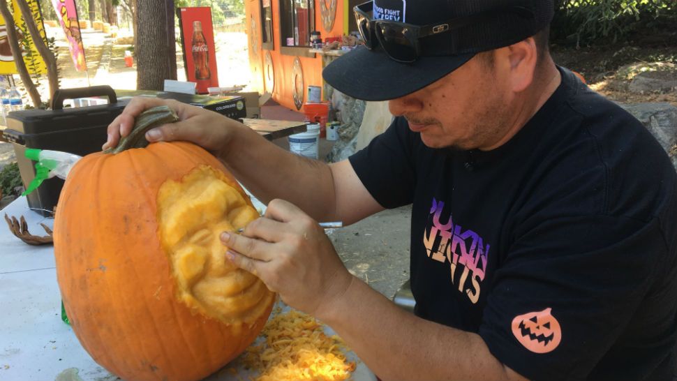Throughout the entirety of Pumpkin Nights, attendees can find Marc live-sculpting every evening.