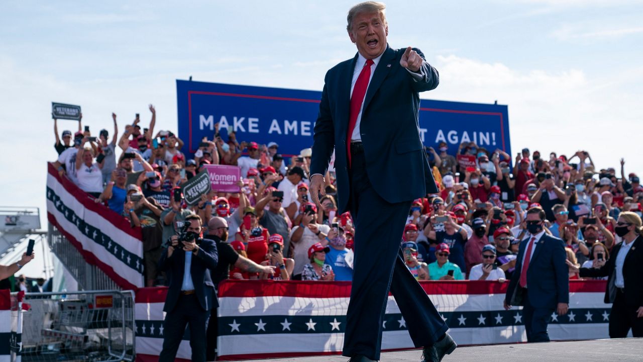 President Trump arrives in Ocala for the rally, Friday, October 16. (AP)