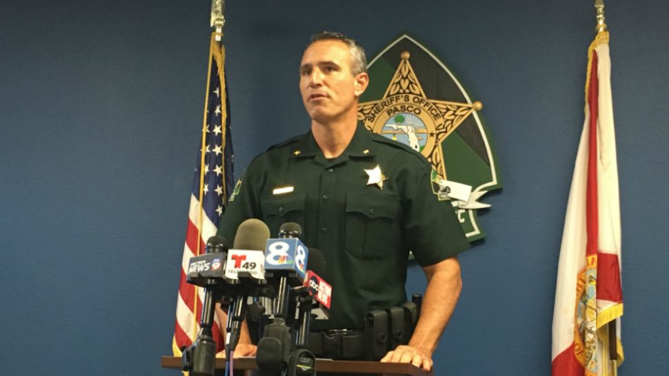 Pasco County Sheriff Chris Nocco said Wednesday that an investigation found School Resource Officer Jonathan Cross was moving the gun up and down in its holster, and that's what caused the weapon to fire. (Sarah Blazonis/Spectrum Bay News 9)