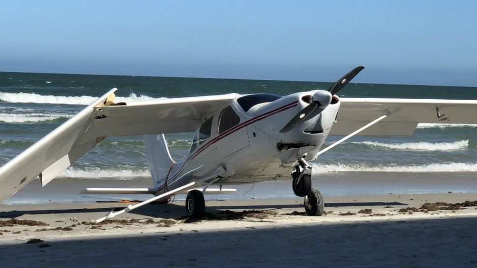A small plane went down in water off the coast of Daytona Beach Shores on Tuesday afternoon. The pilot was rescued after climbing on a wing, and the plane was hauled onto the beach.
