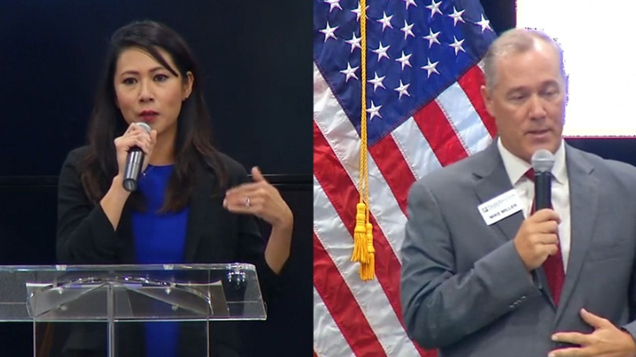 Incumbent Democratic Congresswoman Stephanie Murphy takes on Republican State Representative Mike Miller in a debate Tuesday. (Spectrum News image)