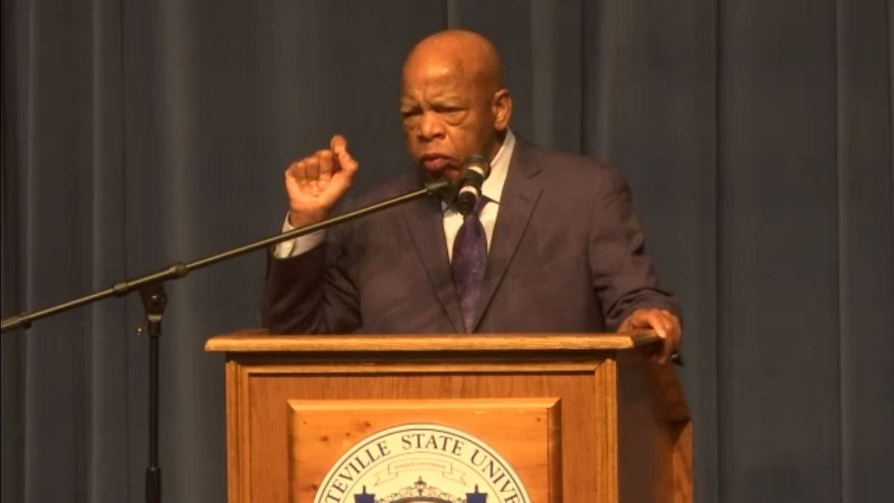 John Lewis, congressman from Georgia and a civil rights icon, speaks at a Get Out the Vote Rally, held at Fayetteville State University on Friday.