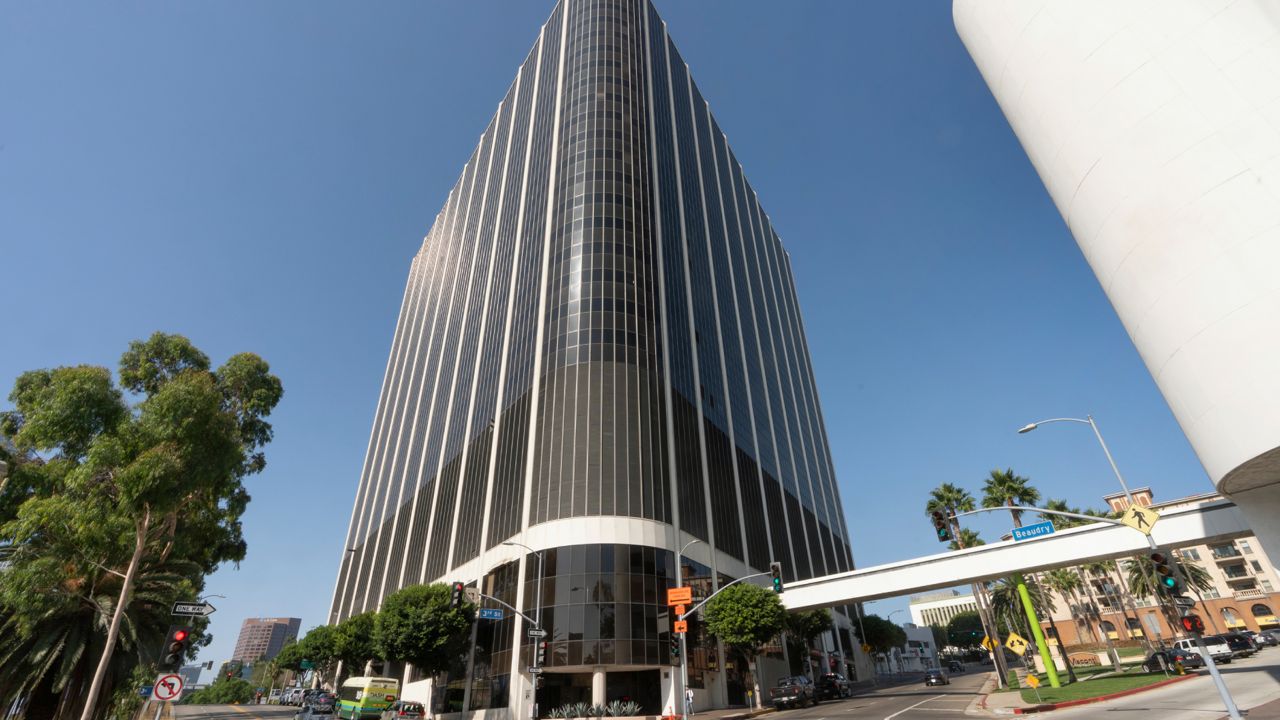 This Sept. 9, 2021, file photo shows the Los Angeles Unified School District headquarters building in Los Angeles. (AP Photo/Damian Dovarganes)