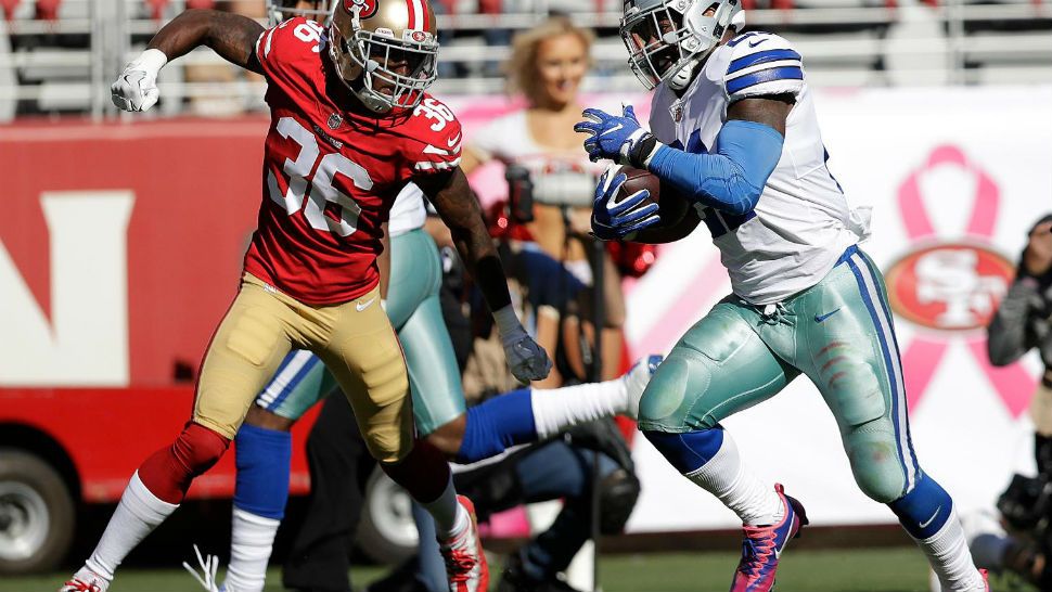 Elliott's 3 TDs, 219 yards lead Cowboys past 49ers 40-10