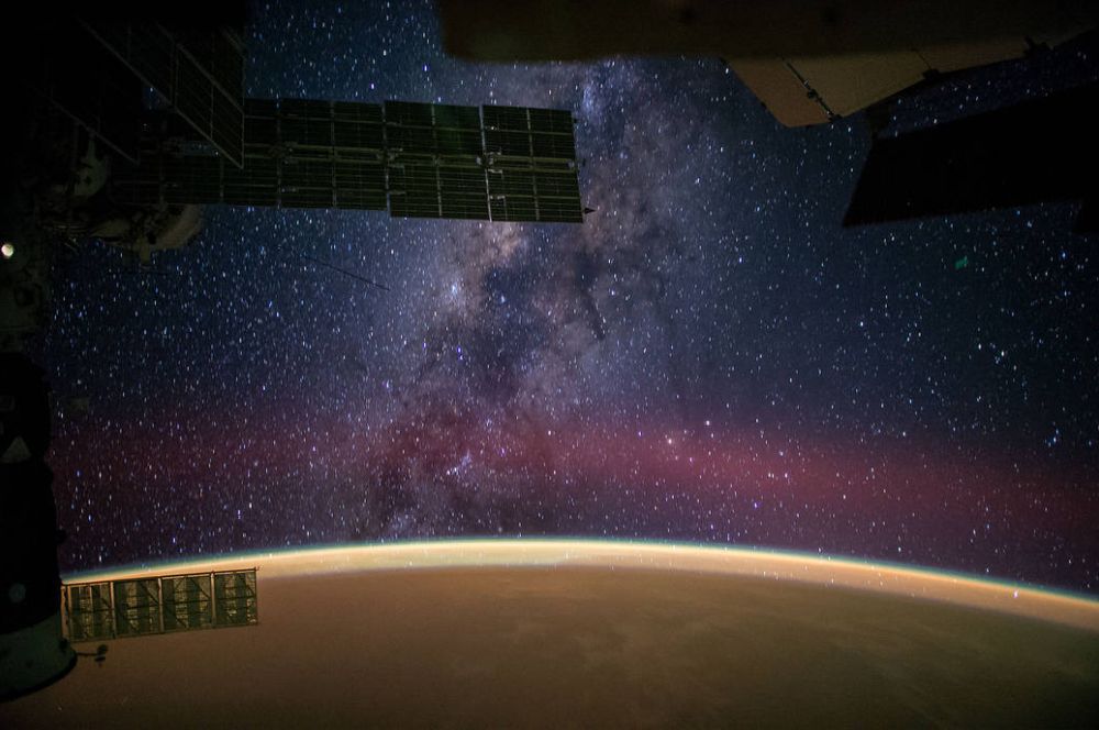 One of the Expedition 41 crew members aboard the International Space Station, flying at an altitude of 222 nautical miles above a point in the Atlantic Ocean several hundred miles off the coast of Africa near the Tropic of Cancer, photographed this eye-catching panorama of the night sky and the Milky Way on Sept. 27, 2014. Credit: NASA