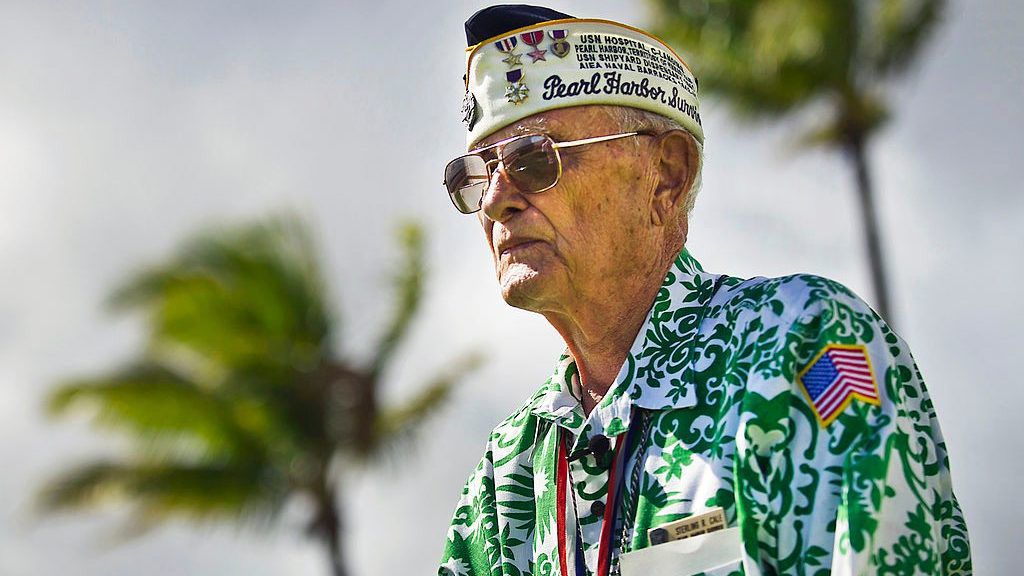 Retired U.S. Army Command Sgt. Maj. Sterling R. Cale, a 90-year-old Pearl Harbor survivor, takes a moment to reflect during the USS Arizona Memorial 50th anniversary commemoration ceremony in Honolulu, Hawaii, May 27, 2012. (Photo by Tech. Sgt. Michael Holzworth)