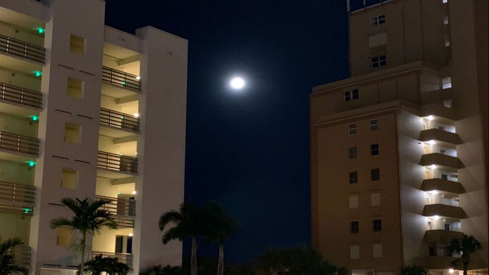 A full moon shining bright in the night sky on Wednesday, October 24, 2018. (Sent via our Spectrum News app)